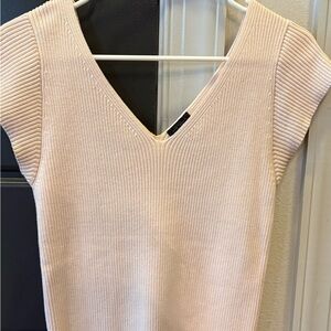 Ann Taylor Cream Ribbed Knit Top